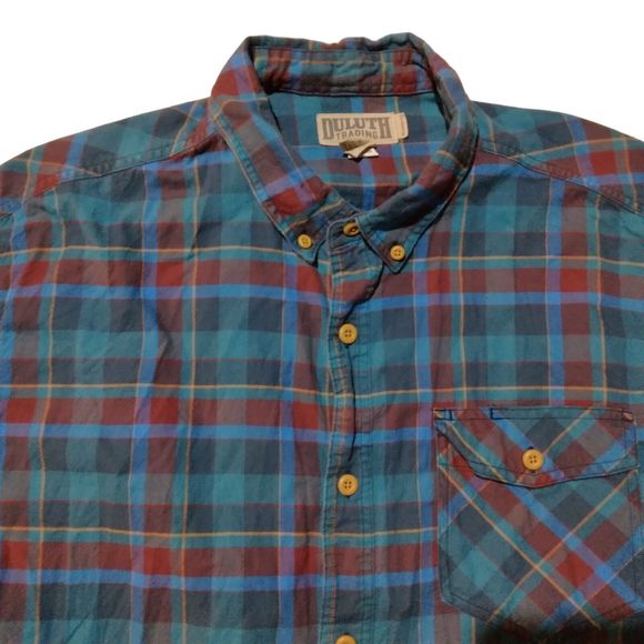 Duluth Trading Co shirt mens XL xlarge plaid long sleeve button relaxed fit - Picture 2 of 7
